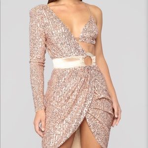 FASHIONNOVA rose gold dress - small